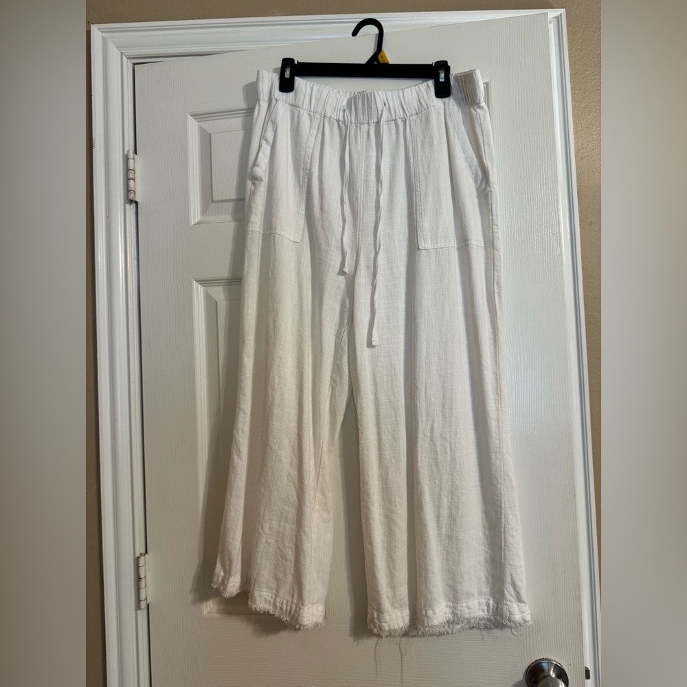Thread & Supply Cream Wide-Leg Linen Pants